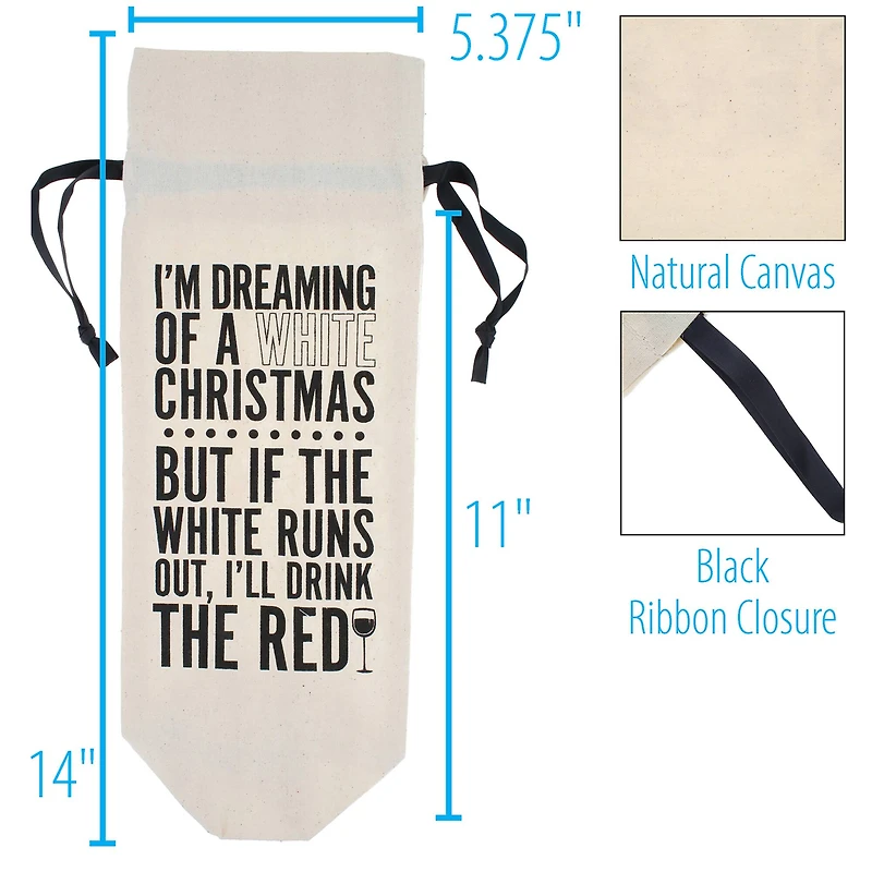 Personality Case™ White Christmas Canvas Wine Bag