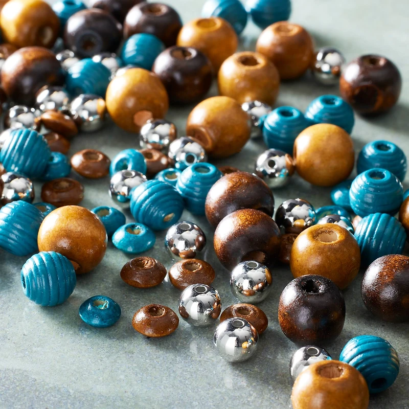 Craft Brown & Turquoise Mixed Wooden Beads by Bead Landing™
