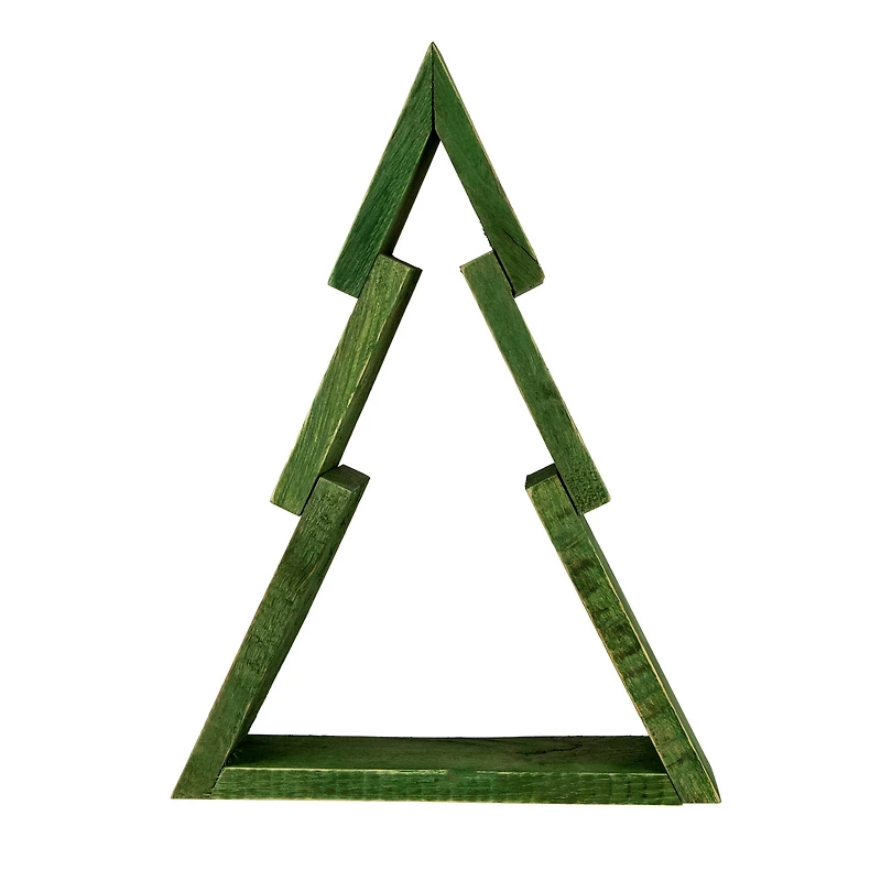 9.5" Green Geometric Wooden Christmas Tree Tabletop Décor