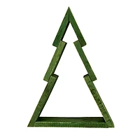 9.5" Green Geometric Wooden Christmas Tree Tabletop Décor