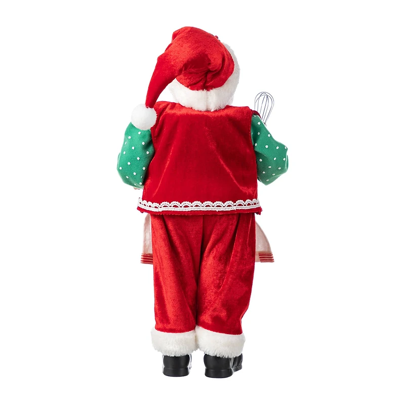 Glitzhome® 18"H Faux Fur Christmas Chef Santa Figurine