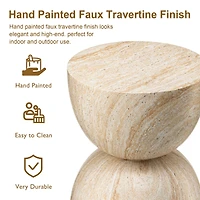 Glitzhome® 17.75" Multi-Functional Hourglass Faux Travertine Garden Stool