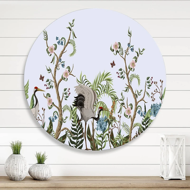 Designart - Border With Cranes & Peonies In Chinoiserie Style