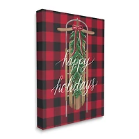 Stupell Industries Happy Holidays Tartan Sled Canvas Wall Art
