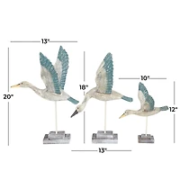 Set of 3 White Pine Coastal  Sculpture, 13" x 13" x 10"