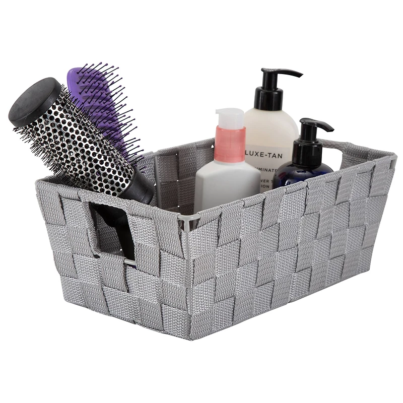 Simplify Small Grey Woven Storage Shelf Baskets, 2ct.