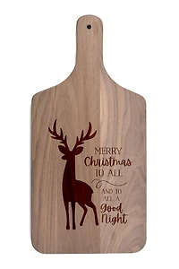 17" Merry Christmas Deer Walnut Paddle Cutting Board