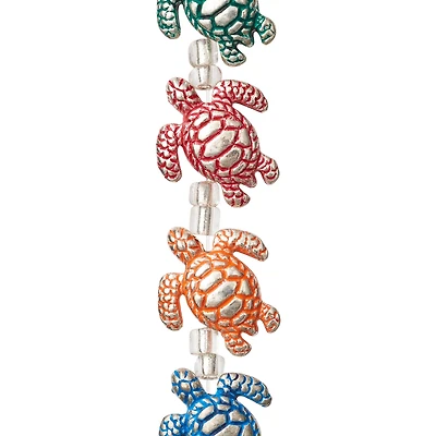 12 Pack: Multicolor Metal Turtle Beads, 18mm by Bead Landing™