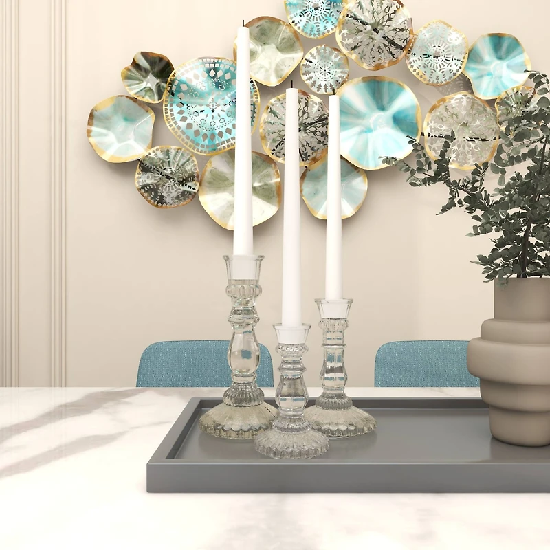 The Novogratz Clear Glass Candle Holder Set