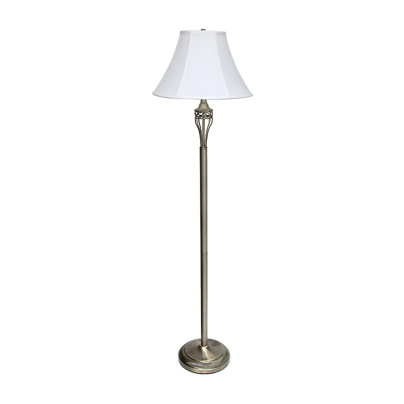 Lalia Home Antique Brass Table and Floor Lamp Set