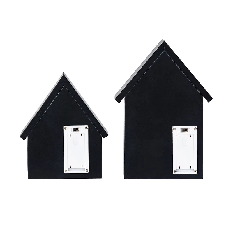 Glitzhome® 8"H Lighted Halloween Wooden House-shaped Table Decor Set