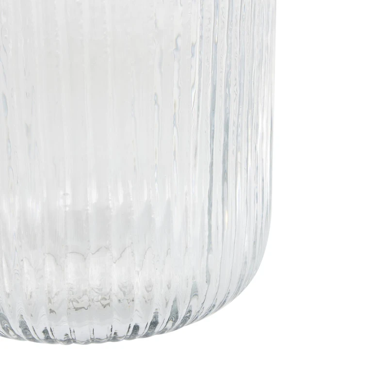 13" Clear Glass Ribbed Fluted Decorative Vase