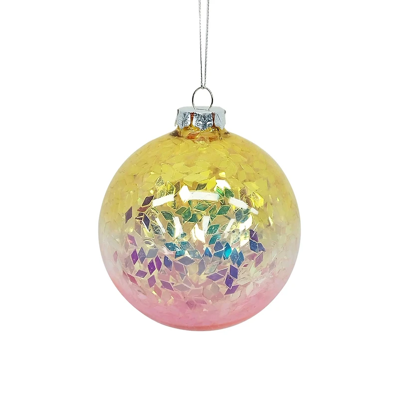 4" Yellow to Pink Ombre Glass Ornament by Ashland®