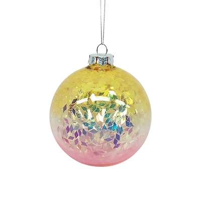 4" Yellow to Pink Ombre Glass Ornament by Ashland®
