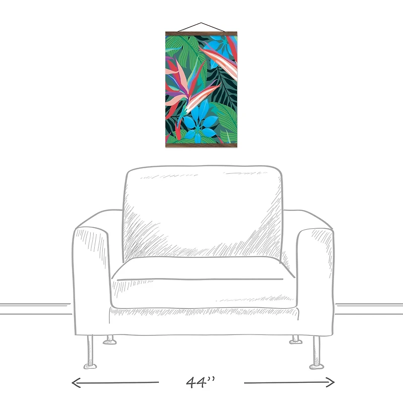 Island Palms Teak Hanging Canvas