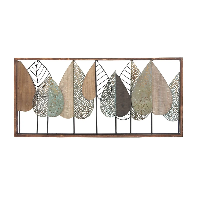 47" Brown Modern Leaves Wall Décor