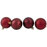 24ct Shatterproof 2.5" 4-Finish Ball Ornament, Burgundy