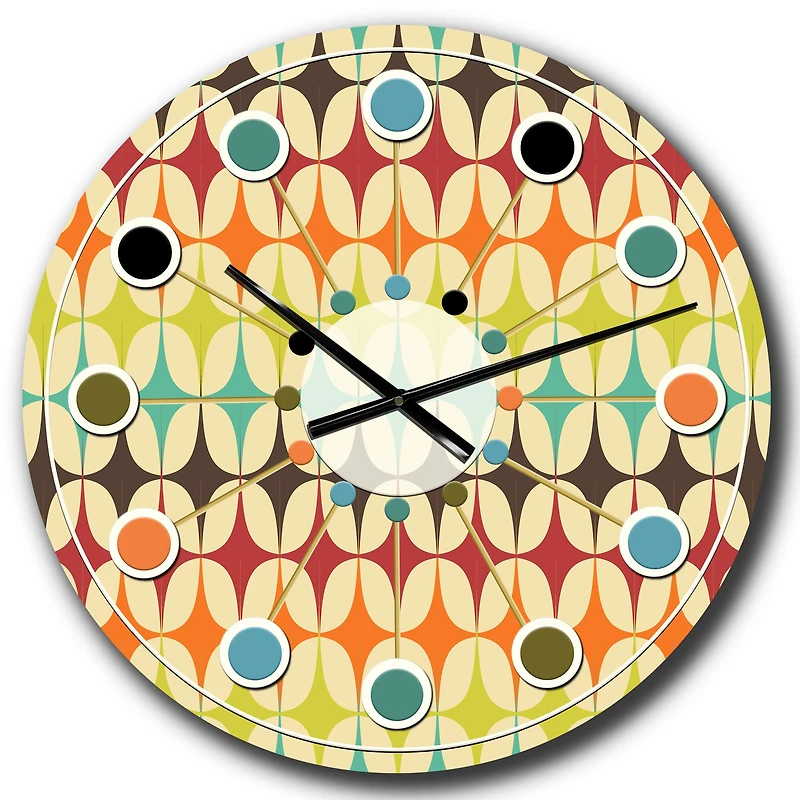 Designart 'Abstract Retro Geometric Pattern V Mid-Century Modern Wall Clock
