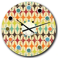Designart 'Abstract Retro Geometric Pattern V Mid-Century Modern Wall Clock