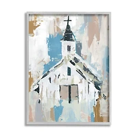 Stupell Industries Distressed Country Church House Abstract Pattern Framed Wall Art