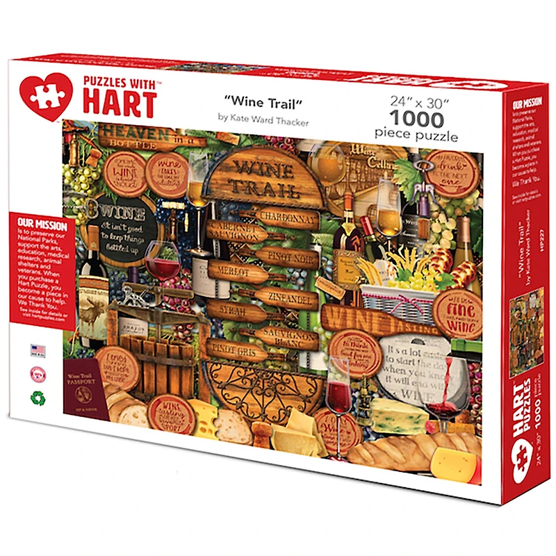 Hart Puzzles Wine Trail by Kate Ward Thacker 1,000 Piece Jigsaw Puzzle