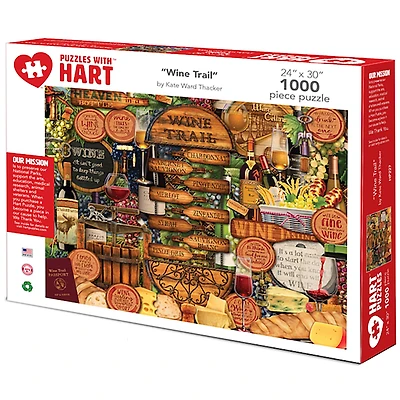 Hart Puzzles Wine Trail by Kate Ward Thacker 1,000 Piece Jigsaw Puzzle