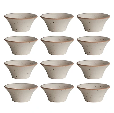 Hello Honey® 4.5" Brown & Ivory Speckled Stoneware Bowls, 12ct.