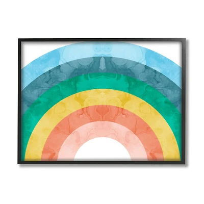 Stupell Industries Kids' Abstract Watercolor Pattern Rainbow Blue Green Pink Framed Wall Art
