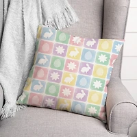 Easter Block Pattern 18" x 18" Throw Pillow