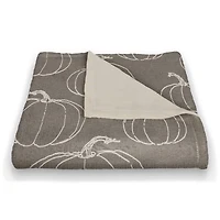 Gray Pumpkin Patterned Coral Fleece Blanket