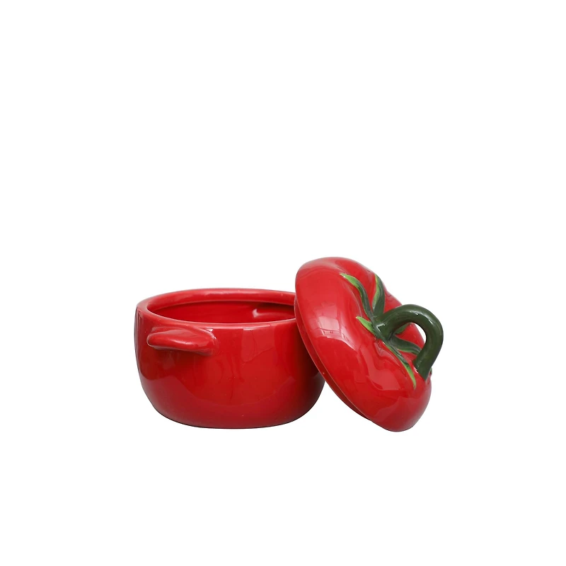 6" Tomato Ceramic Food Container with Lid by Ashland®