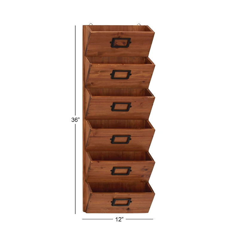 36" Brown Wood Traditional Magazine Rack Holder