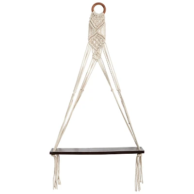 25" x 16" Macrame Wall Hanging with Wooden Shelf
