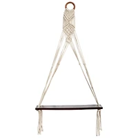 25" x 16" Macrame Wall Hanging with Wooden Shelf