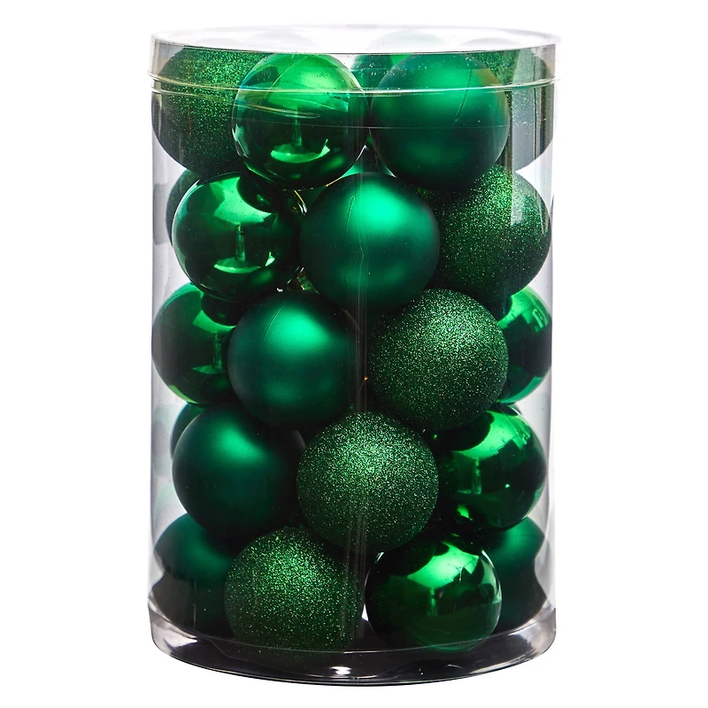 30ct. 2.5" Green Shatterproof Christmas Ornaments