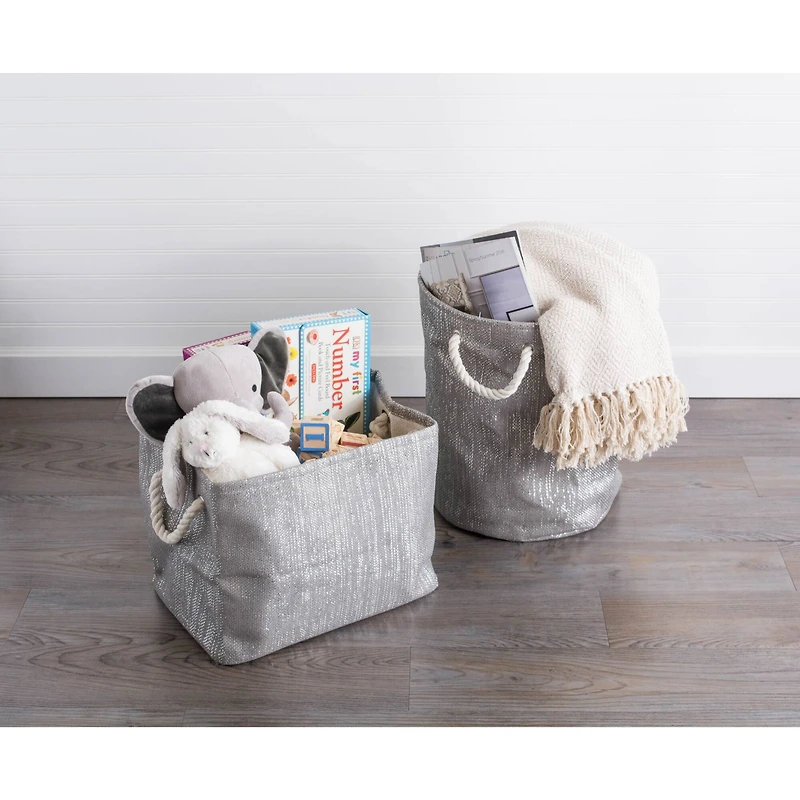 DII® 9" Lurex Gray & Silver Rectangle Paper Bin