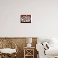 Stupell Industries Thankful Leaf Patterned Pumpkin Framed Giclee Art