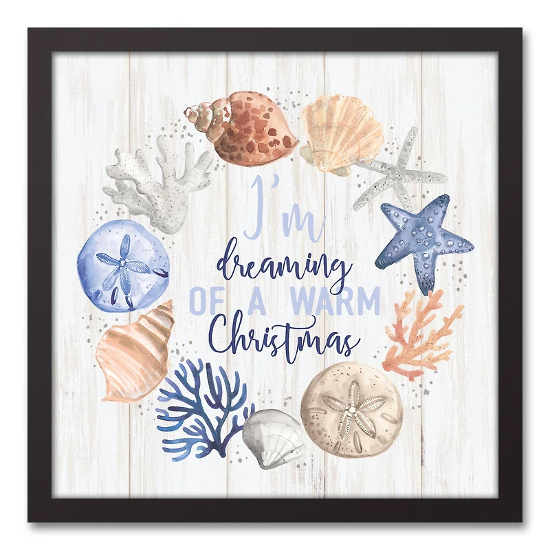 18" Dreaming of a Warm Christmas Black Framed Wall Canvas