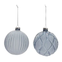 6ct. Frosted Blue Glass Ball Ornaments
