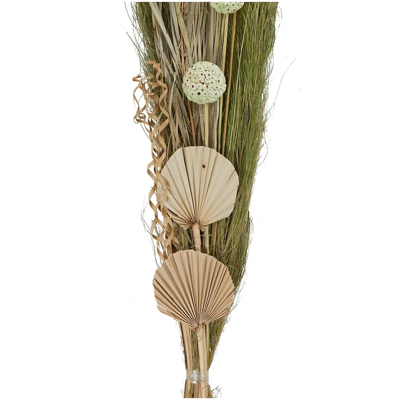 60" Green Dried Plant Assorted Bouquet Pampas Grass Natural Foliage with Palm Leaf Accents