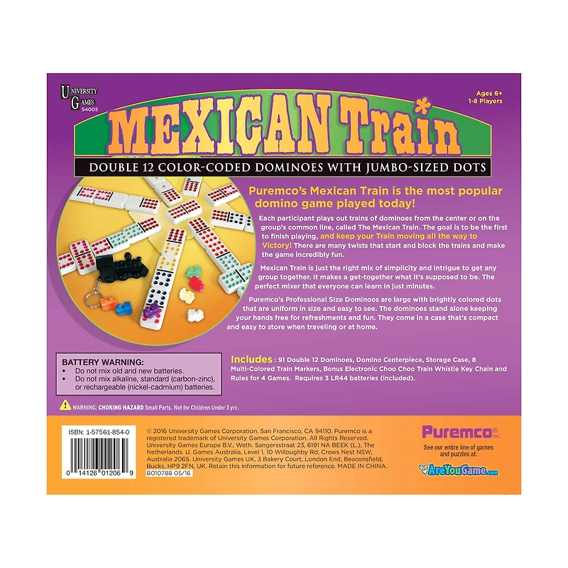 Puremco Mexican Train Domino Game, Professional Size