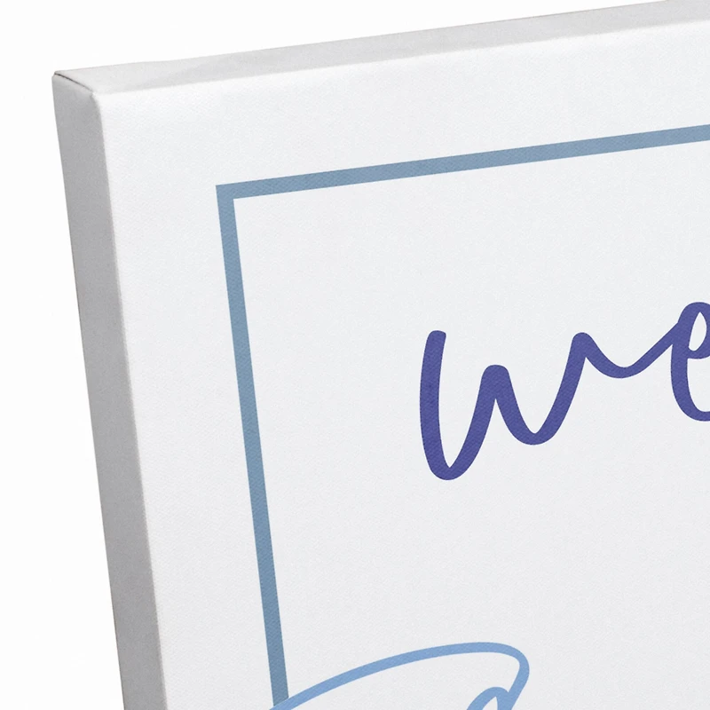 Blue & White Welcome Thanksgiving Table Canvas Wall Art