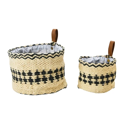 Hello Honey® Black & Woven Jute Basket with Liner Set