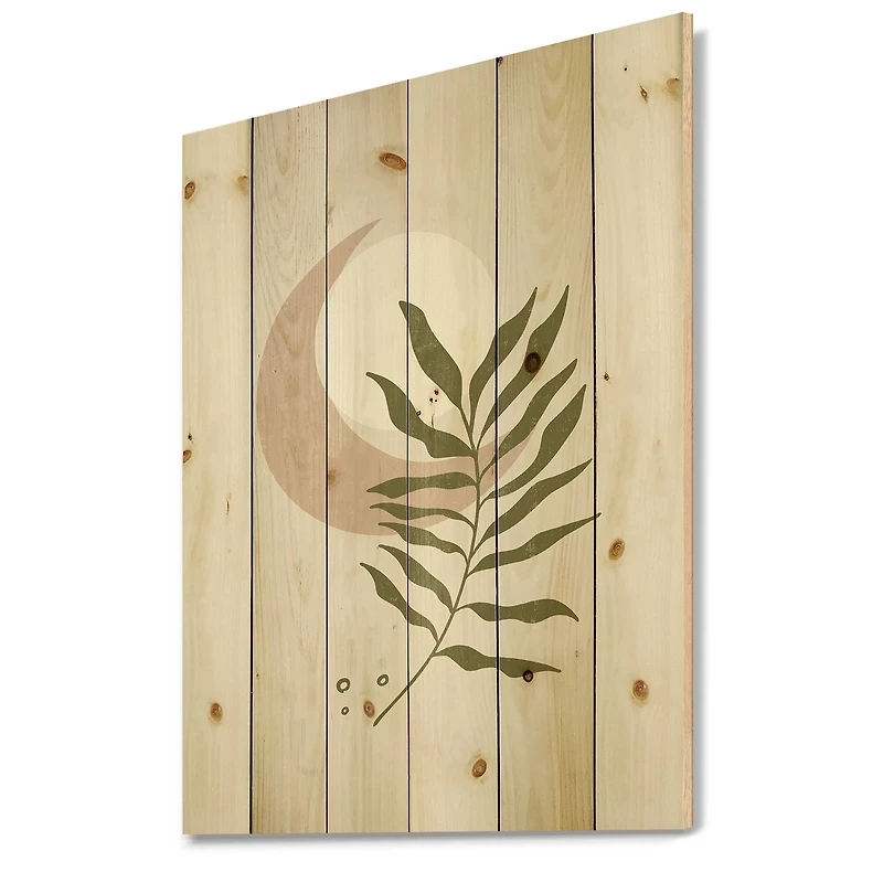 Designart - Abstract Geometrical Moon With Leaf II