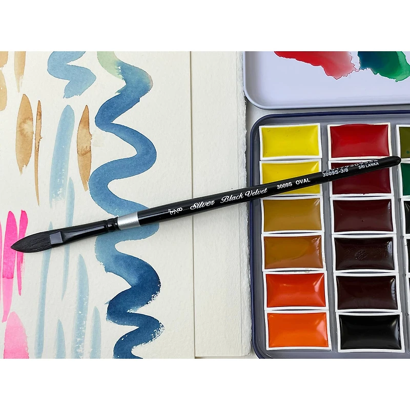 Silver Brush Limited Black Velvet Dagger/Oval Brushes, Pack of 3