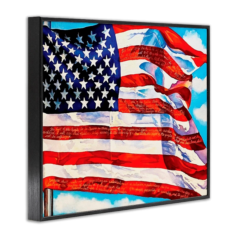Stupell Industries Windblown American Flag Framed Giclee Art