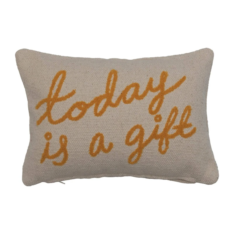 Hello Honey® Today Is A Gift Embroidered Cotton Lumbar Pillow