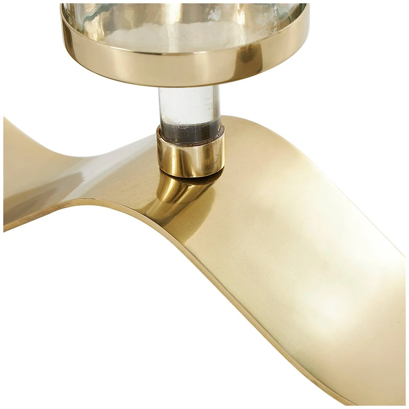 33" Gold Stainless Steel Candle Holder with Wavy Base