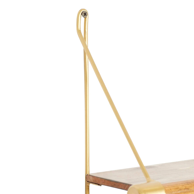 Gold Wood Contemporary Wall Hook, 14" x 23" x 6"