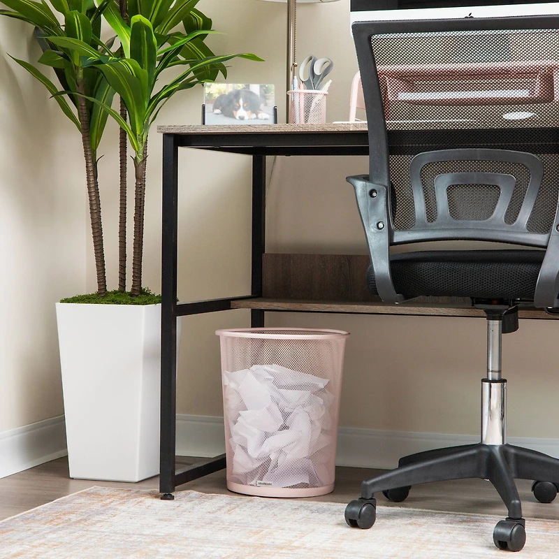 Mind Reader Garbage Round Metal Mesh Waste Basket Recycling Bin